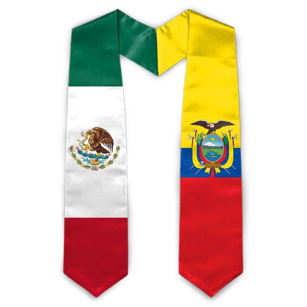 6094 Graduation Stole Class of 2025,Mexico Ecuador Mixed Flag Graduation